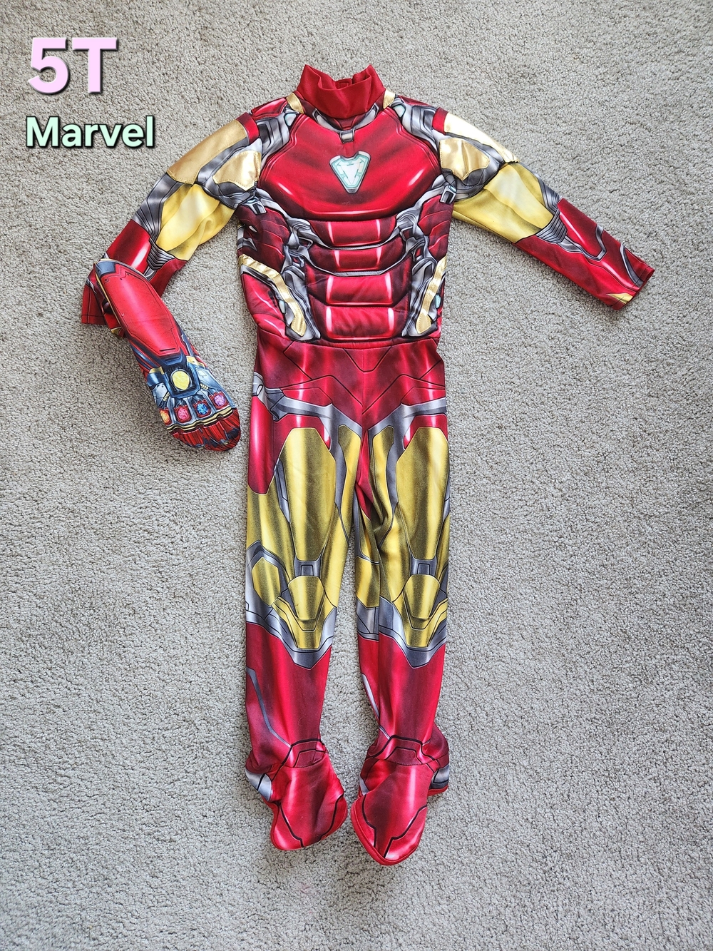 Marvel Iron Man Kids Halloween Costume w/ Infinity Stones Glove - 5T